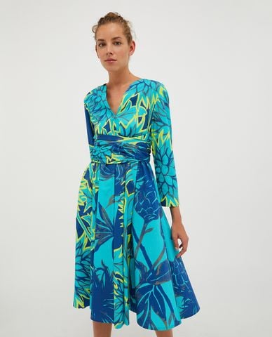  MAX&Co. - Đầm xếp li mini cổ V tay dài phối hoạ tiết Disco 