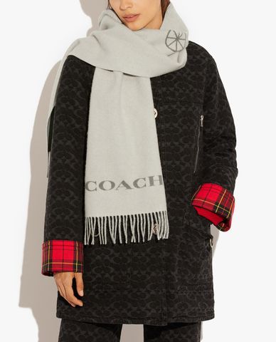  COACH - Khăn choàng nữ chữ nhật Horse & Carriage Cashmere Muffler 