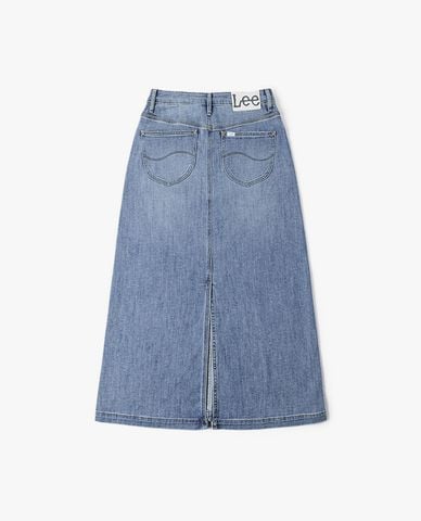  LEE - Chân váy denim midi xẻ tà Modern 