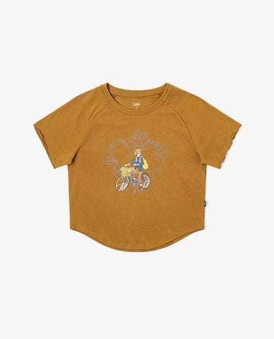  LEE - Áo croptop nữ cổ tròn tay ngắn Modern Seasonal 