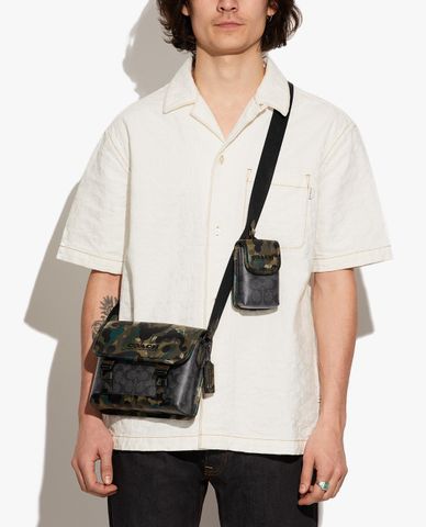  COACH - Túi đeo chéo nam phom chữ nhật nắp gập League Hybrid 