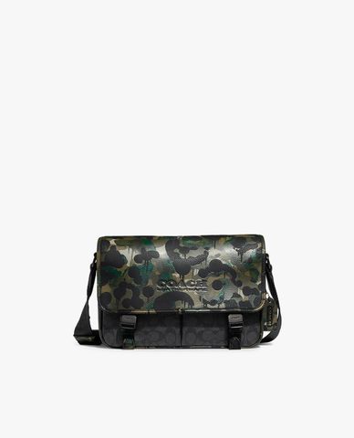  COACH - Túi đeo chéo nam phom chữ nhật Signature Canvas With Camo Print 