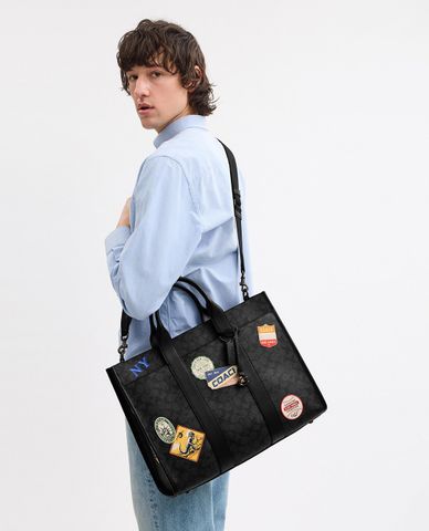  COACH - Túi tote nam Wesley In Signature Canvas 