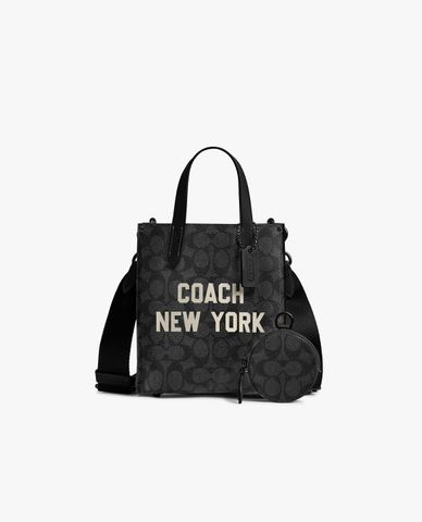  COACH - Túi tote nam phom chữ nhật Relay 17 Signature Canvas 