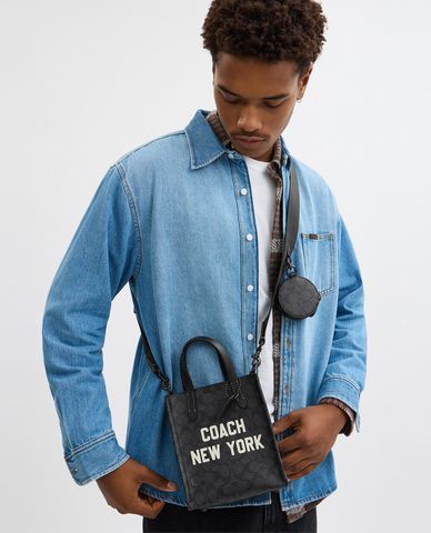  COACH - Túi tote nam phom chữ nhật Relay 17 Signature Canvas 