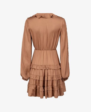  PINKO - Đầm mini cổ V tay dài phối viền bèo Ardea 