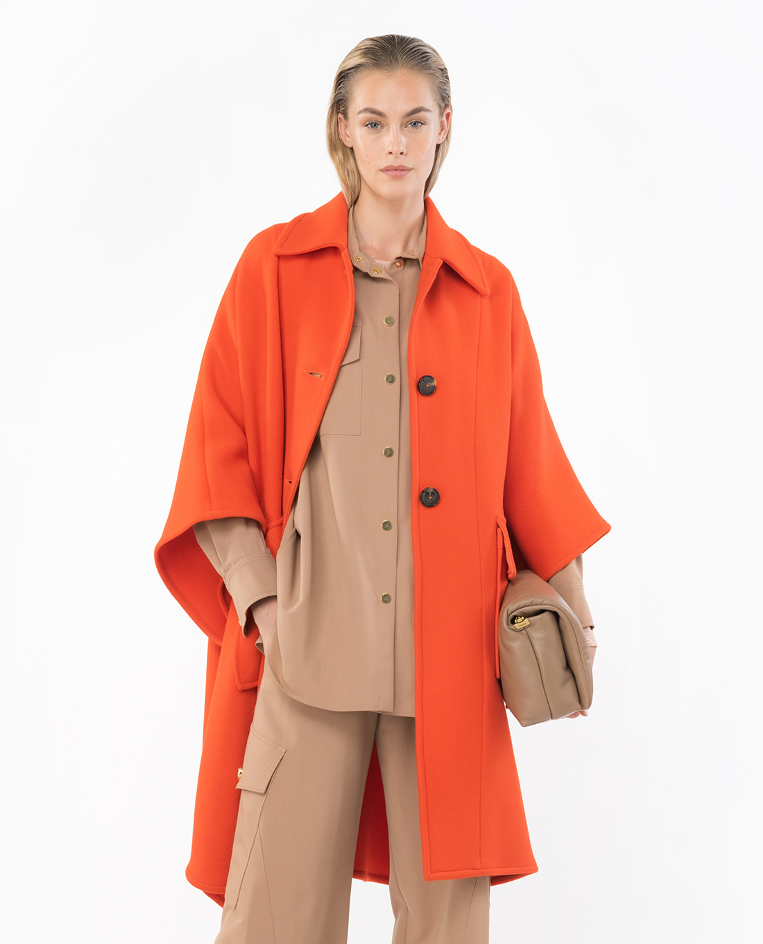 PINKO - Áo khoác nữ phom rộng dáng dài Motif