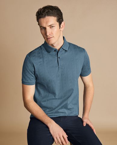 CHARLES TYRWHITT - Áo polo nam cổ bẻ tay ngắn Textured Jacquard 