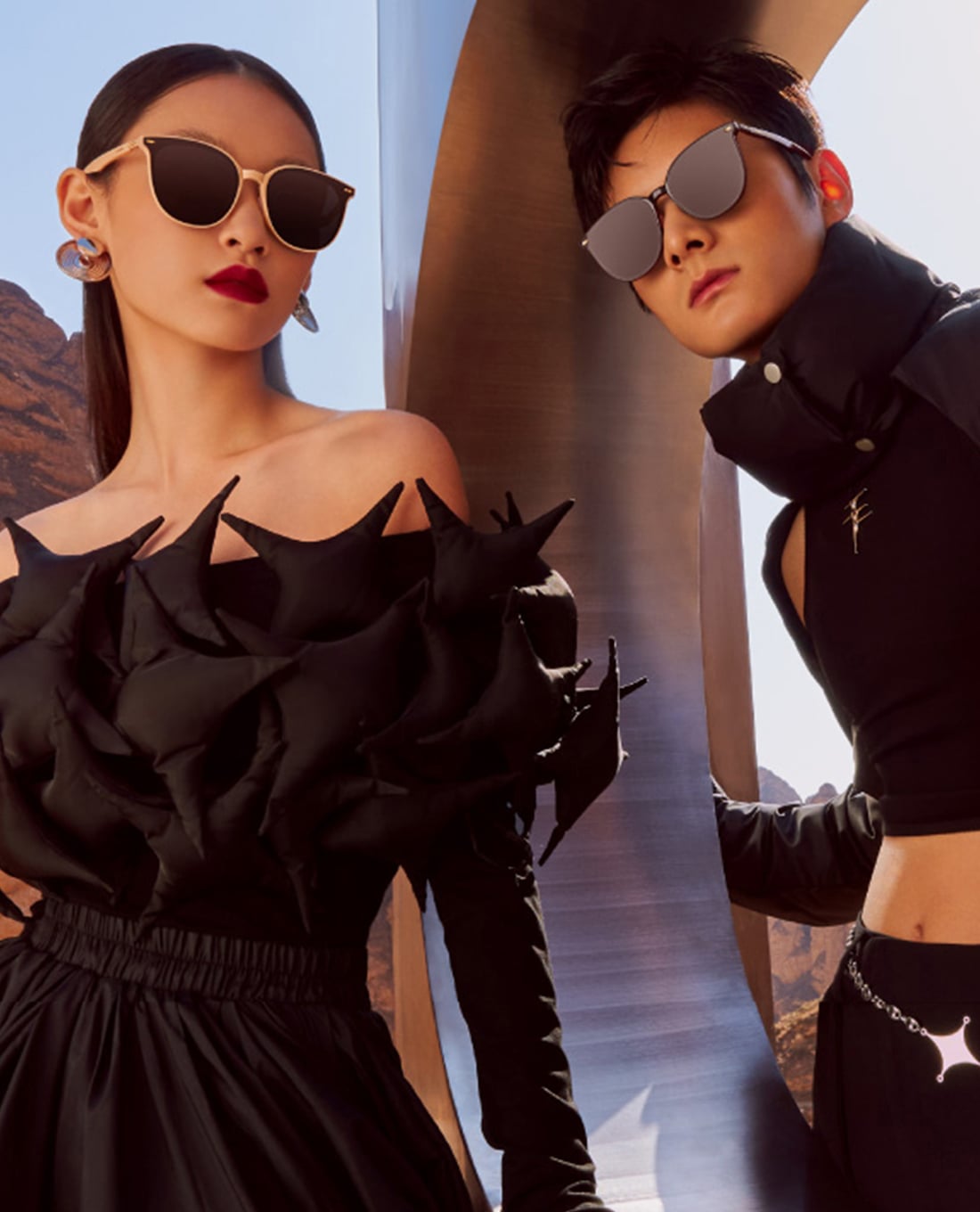 MUJOSH - Kính mát unisex gọng vuông bản vừa thời trang