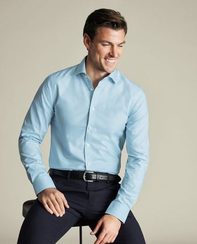  CHARLES TYRWHITT - Áo sơ mi nam cổ bẻ tay dài Non-Iron Westminster Weave 