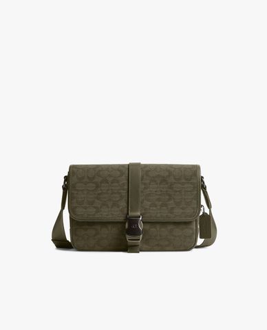  COACH - Túi đeo chéo nam phom chữ nhật League In Signature Canvas Jacquard 