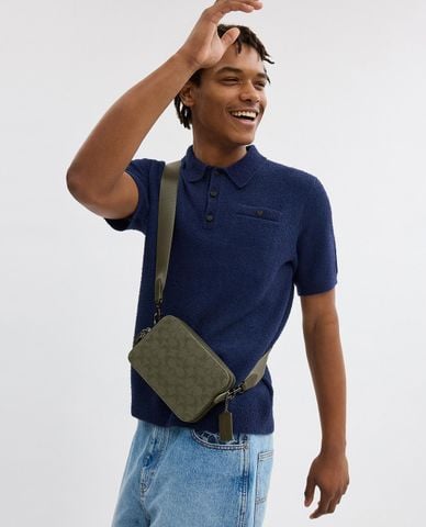  COACH - Túi đeo chéo nam hình chữ nhật Charter 19 In Signature 
