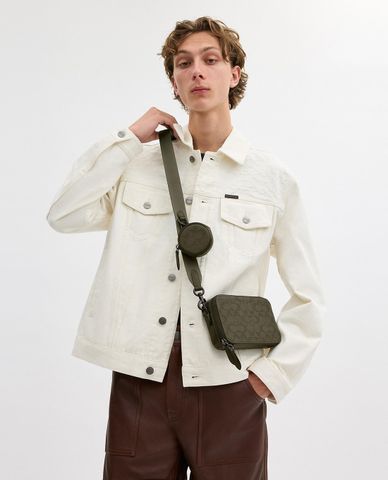  COACH - Túi đeo chéo nam phom chữ nhật Canvas Jacquard 