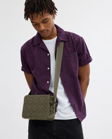  COACH - Túi đeo chéo nam phom chữ nhật Canvas Signature Charter 24 