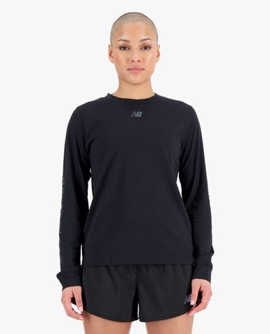  NEW BALANCE - Áo thun nữ cổ tròn tay dài Relentless Heathertech 