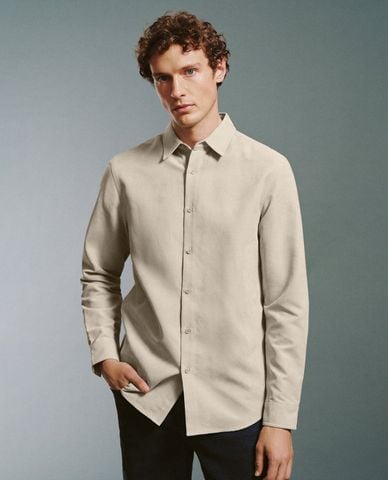  URBAN REVIVO - Áo sơ mi nam cổ bẻ tay dài Button Up Straight 