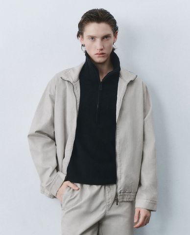  URBAN REVIVO - Áo khoác denim nam cổ trụ 