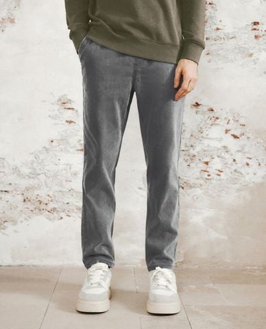  URBAN REVIVO - Quần jeans nam ống đứng lưng thun Drawstring 