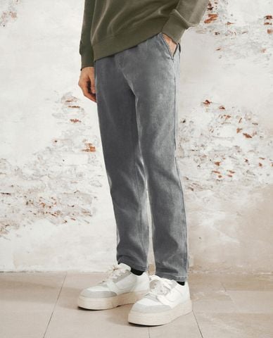  URBAN REVIVO - Quần jeans nam ống đứng lưng thun Drawstring 