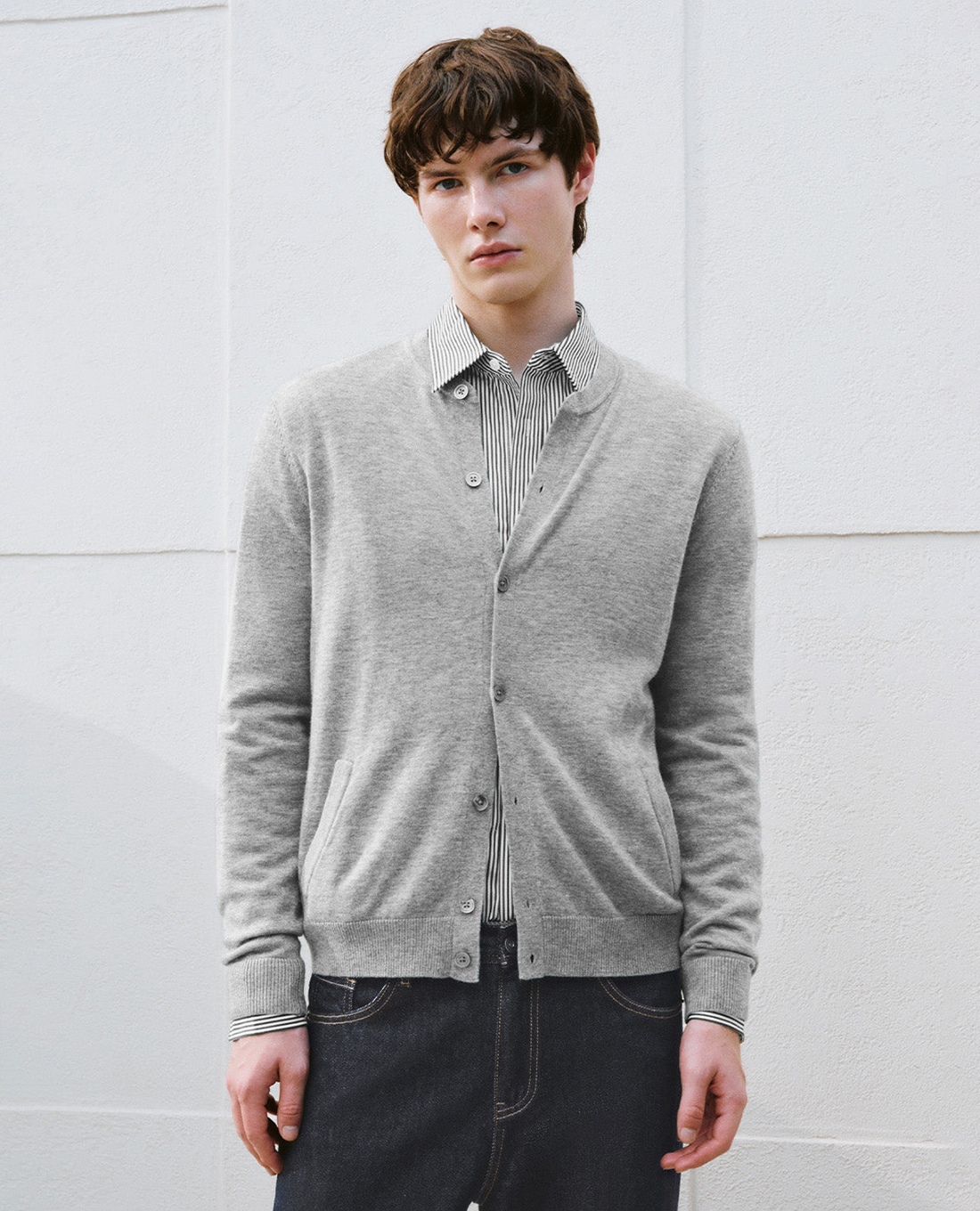 URBAN REVIVO - Áo khoác nam cardigan tay dài thanh lịch