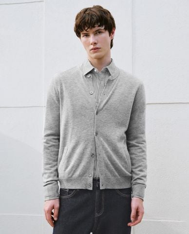  URBAN REVIVO - Áo khoác nam cardigan tay dài thanh lịch 