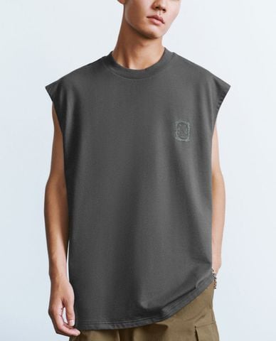  URBAN REVIVO - Áo ba lỗ nam cổ tròn phối hình in trẻ trung Printed 