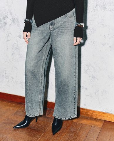  URBAN REVIVO - Quần jeans nữ ống rộng thanh lịch 