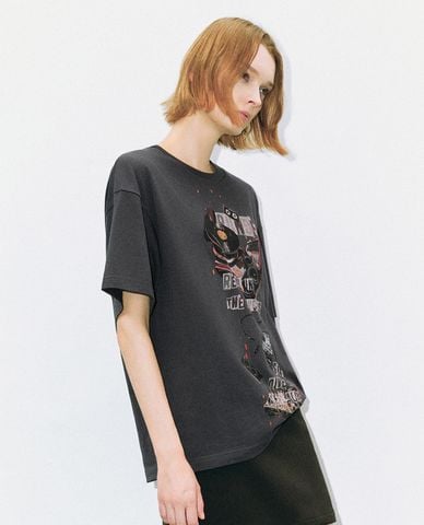  URBAN REVIVO - Áo thun nữ cổ tròn tay ngắn Printed Loose 