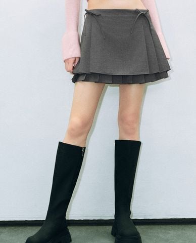  URBAN REVIVO - Chân váy xếp li mini phối nơ Bow Décor 