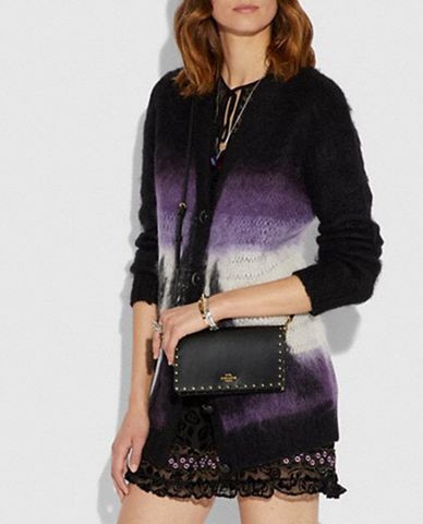  COACH - Túi đeo vai nữ hình chữ nhật phối đinh tán Foldover 