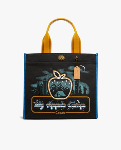  COACH - Túi tote nữ phom vuông 34 With Skyline Big Apple Camp Print 