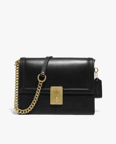  COACH - Túi đeo vai nắp gập khóa kim loại Hutton 