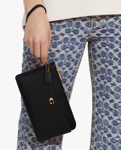  COACH - Ví nữ dáng dài chữ nhật phối tay cầm da 