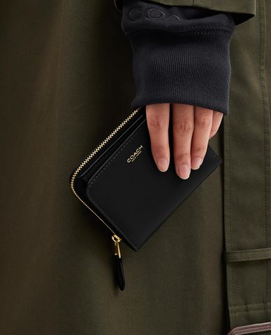  COACH - Ví nữ dáng ngắn dạng gập đôi phối khoá zip 