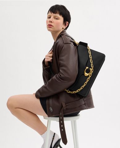  COACH - Túi đeo vai nữ phom chữ nhật nắp gập Chain Tabby 