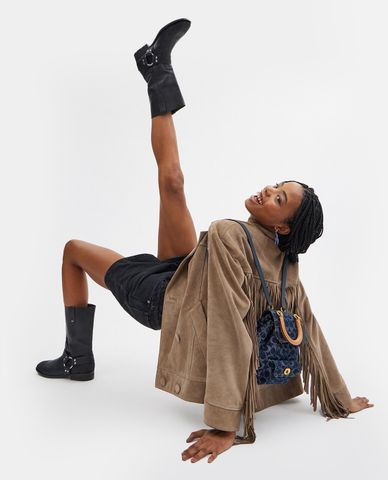  COACH - Balo nữ rút dây Riya 21 In Signature Denim 