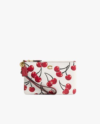  COACH - Ví nữ dáng ngắn phối quai đeo Cherry Print 