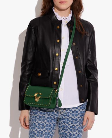  COACH - Túi đeo chéo nữ chữ nhật nắp gập phối đinh tán Studio 19 