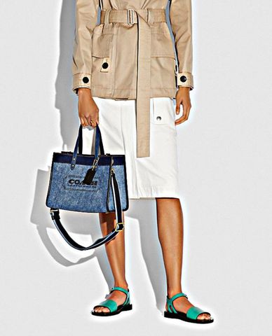  COACH - Túi tote nữ chữ nhật Branded Denim And Leather Field 