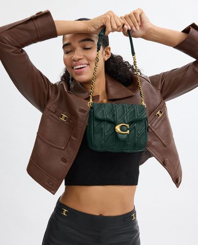  COACH - Túi đeo vai nữ phom vuông Times Square Tabby 