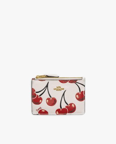  COACH - Ví đựng thẻ nữ phối zip Mini Skinny With Cherry Print 