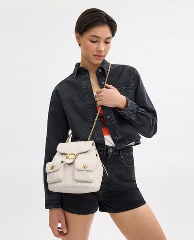  COACH - Balo nữ nắp gập phối logo Tabby 