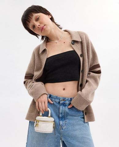  COACH - Túi đeo chéo nữ phom hình trụ phối dây xích Trail 12 