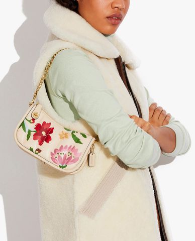  COACH - Túi đeo vai chữ nhật Swinger 20 With Quilting & Floral Bouquet 