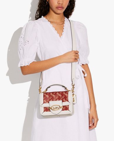  COACH - Túi đeo vai nữ phom chữ nhật nắp gập HERO Wagon Print 