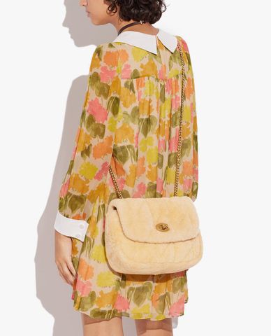  COACH - Túi đeo chéo nữ nắp gập phối lông sang trọng 