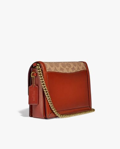  COACH - Túi đeo vai chữ nhật nắp gập Hutton Signature 