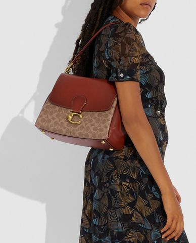  COACH - Túi đeo vai nữ nắp gập May In Signature Canvas 