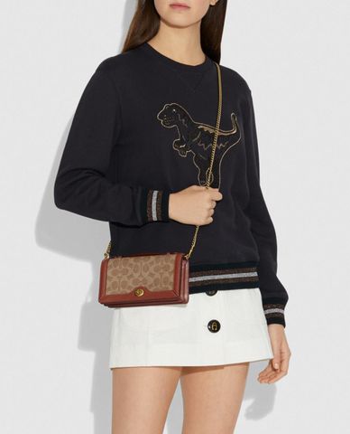  COACH - Ví nữ dáng dài dạng gập Riley Chain Clutch In Colorblock 