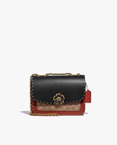  COACH - Túi đeo vai nữ nắp gập phối đinh tán Madison Signature Canvas 